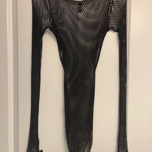 Black fishnet bodysuit Long Sleeve Top